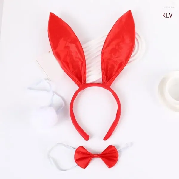 Fournitures de fête 3 pièces, bandeau en peluche de dessin animé, nœud papillon et queue, accessoires de Cosplay pour Costume de carnaval pour adultes