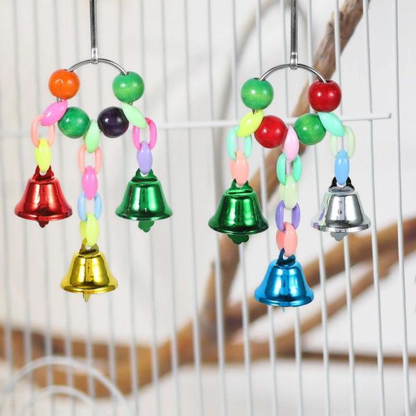 Suministros de fiesta, 3 uds., juguetes suspendidos con forma de campana para pájaros, colgantes de cadena decorativos, accesorio de campanas de desvío