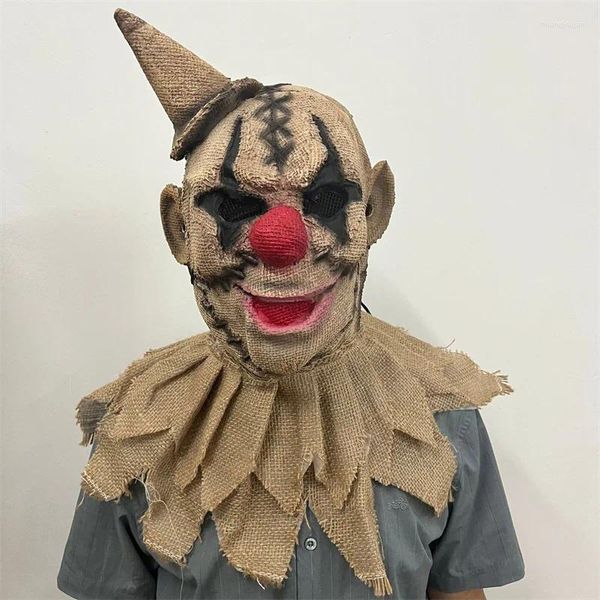 Suministros de fiesta 4 tipos de máscara de payaso de terror de Halloween para adultos espeluznante cabeza completa de lino aterrador Cosplay carnaval Prop