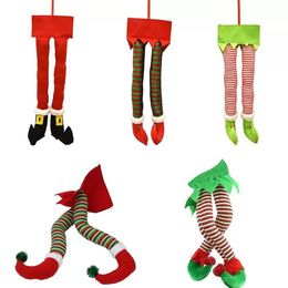 Kerstdecoraties Santa Elf Legs Plush gevulde voeten met schoenen kerstboom decoratieve ornament Home ornamenten