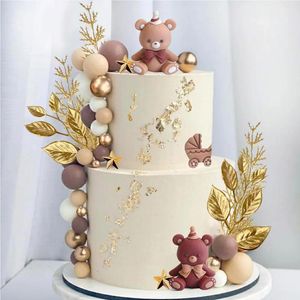 Fourniture de fête 40pcs Balles d'ours Toppers Cake Mini Teddy Boho Pearl Ball pour le genre d'anniversaire Reveal Wedding