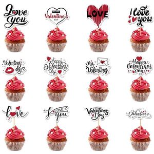 Feestbenodigdheden 48 stks Valentijnsdag Cake Toppers- Happy Valentines Decorations