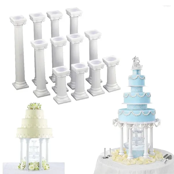 Fourniture de fête 4pcs Roman Colmn Cake Stands Stands 3 taille multicouche de mariage Fondant Cakes Tier séparateur Tool de décoration de support
