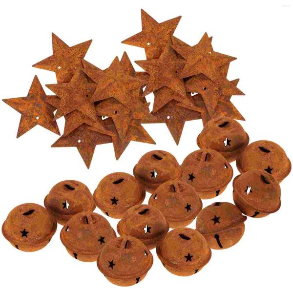 Suministros para fiestas, 50 Uds., campana de estrella oxidada, Mini árbol de Navidad, campanas de estrellas de hierro, artesanía, decoración navideña, colgante de Navidad