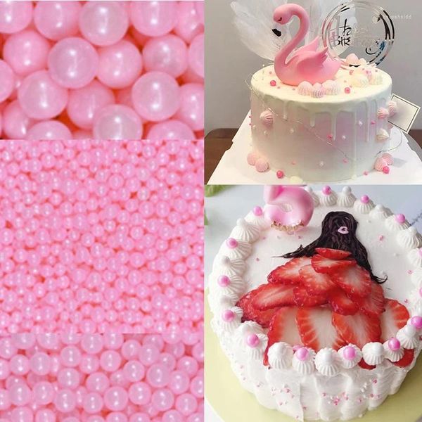 Fournitures de fête, perles de sucre roses colorées comestibles, boules de perles, cuisson de gâteaux saupoudrées de matériel de décoration, 50g