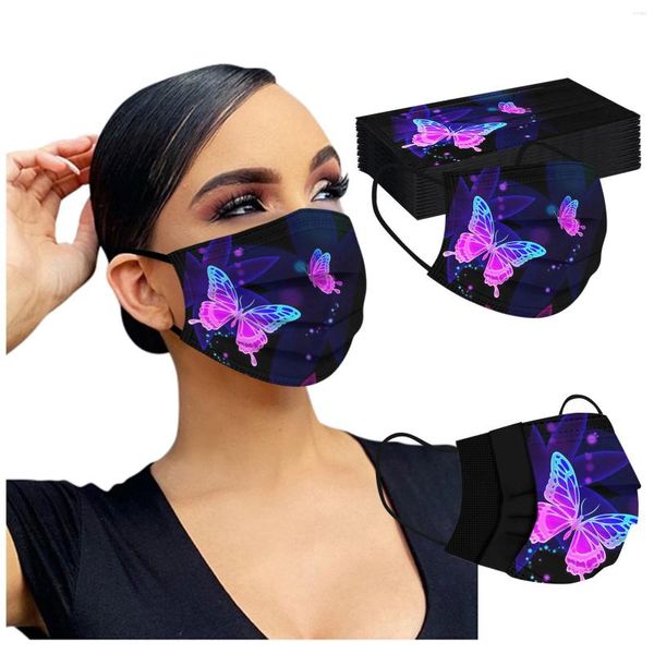 Suministros para fiestas, máscara facial desechable de mariposa de 50 Uds., máscara con bucle para la oreja de 3 capas, máscaras Descartavel, Maseczki Jednorazowe, Cosplay de Halloween