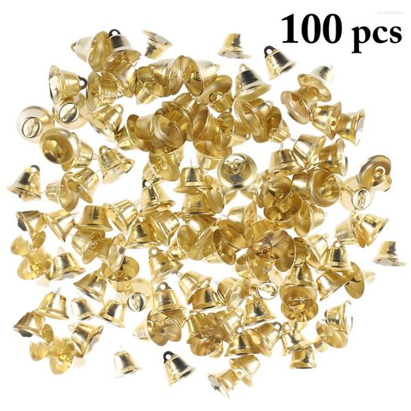 Suministros para fiestas, 50 Uds., 1cm, Mini cascabeles pequeños dorados para mascotas, cascabel colgante de Metal, accesorios de decoración de Navidad para bodas para manualidades