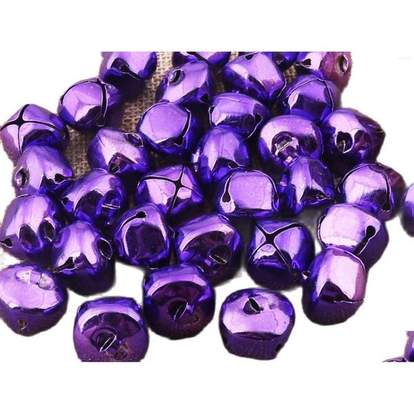 Cloches de Jingle violettes en métal, fournitures de fête, artisanat de noël Durable, breloques durables pour animaux de compagnie, cloche de traîneau, 50 pièces, Dhjb2