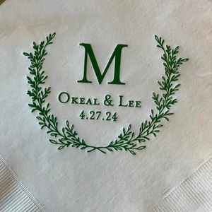 Fournitures de fête 50pcs serviettes de mariage personnalisées personnalisées couronne de bois décorative cocktail à mineur