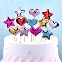 Feestartikelen 50 stks/set PU Cake Topper Hoge Kwaliteit Tandenstoker Inbrengen Lichtgewicht Vlag Bruiloft Cup Decoratie
