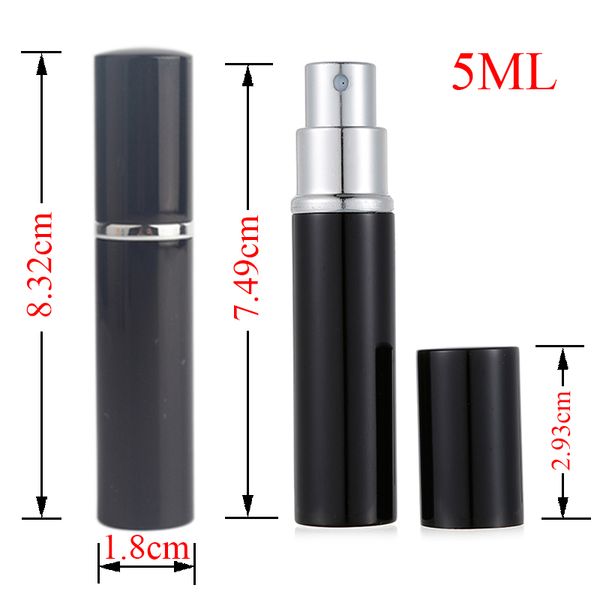 Fournitures de fête Mini bouteille de parfum rechargeable en aluminium portable de 5 ml avec vaporisateur vide contenants de maquillage avec atomiseur