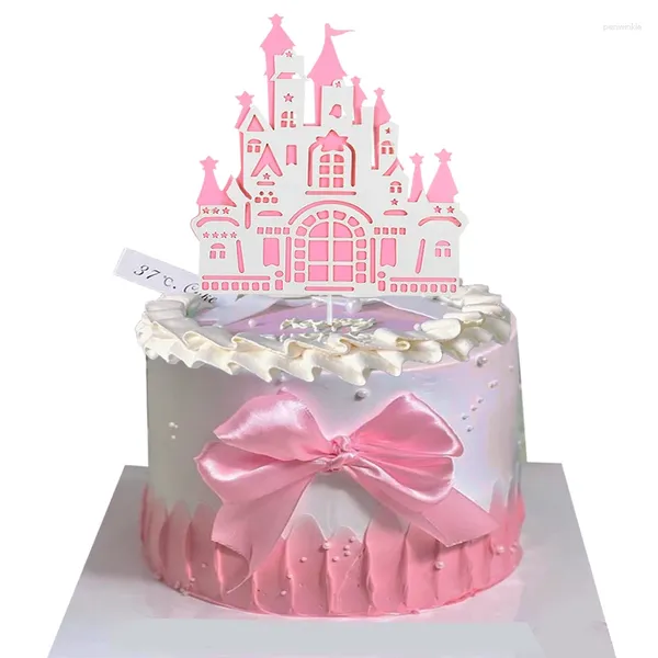 Suministros para fiestas, 5 uds., decoración para tartas de princesa Castillo, decoración para pasteles de color rosa dorado, accesorios de decoración para hornear para bodas, cumpleaños, Baby Shower