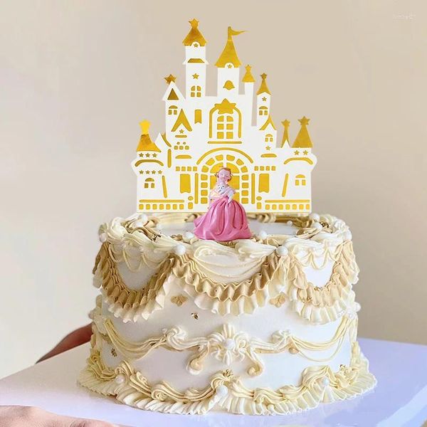 Fournions de fête 5pcs Castle Princess Cake Topper pour les gâteaux d'anniversaire Décoration Anniversaire de mariage Baby Shower Baking Decor