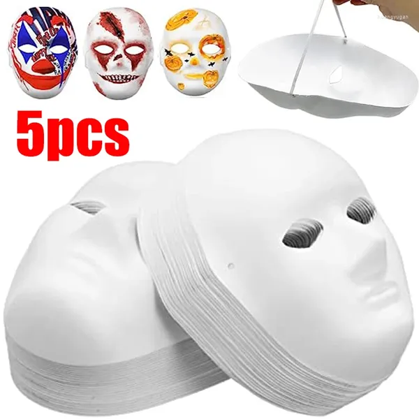 Suministros de fiesta, 5 uds., pintura DIY, máscara de Cosplay para mujeres y hombres, máscaras de papel de cara blanca para accesorios de Halloween en blanco