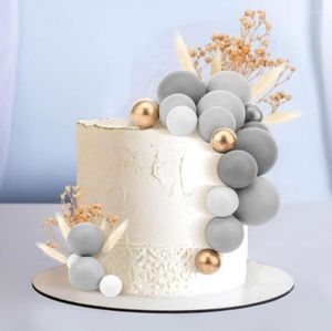 Fournitures de fête 5 pièces boules grises gâteau Topper ballon or blanc bricolage anniversaire Cupcake Toppers boule pour bébé douche décoration de mariage