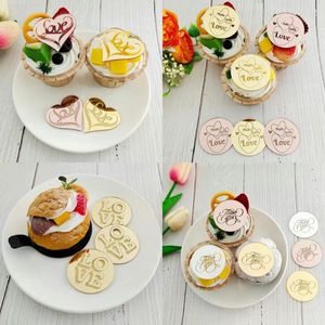Fournions de fête 5pcs Love Cupcake Toppers Rose Gold Acrylique Circle Cableau DIY DÉCORATIONS DÉCORATIONS INSÉR