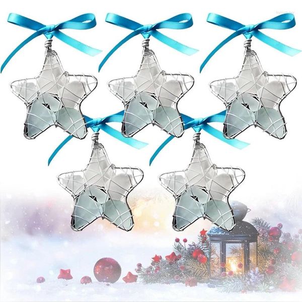 Suministros de fiesta, 5 uds., regalo de estrella de cristal de mar, decoración de árbol de Navidad del océano, adorno colgante listo para colgar