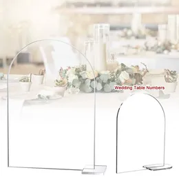 Fourniture de fête 5pcs / ensemble Numéros de table de mariage transparent en acrylique En panne du siège numérique à moitié ronde Signe de décoration bricolage Blanche