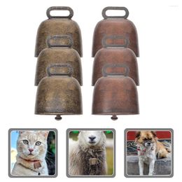 Cloches rustiques en métal, fournitures de fête, décoration rétro, ornements de sonnerie en vrac, Anti-perte pour animaux de compagnie, 6 pièces