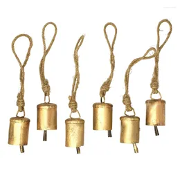 Fournitures de fête, cloches suspendues Vintage, décoration avec corde pour noël ou toute célébration, 6 pièces