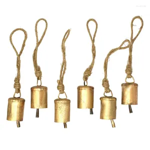 Fournitures de fête, cloches suspendues Vintage, décoration avec corde pour noël ou toute célébration, 6 pièces