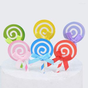 Fournitures de fête 6 pièces carte de gâteau d'anniversaire sucette Plug-in Dessert Table décoration couleur bricolage produits de cuisson