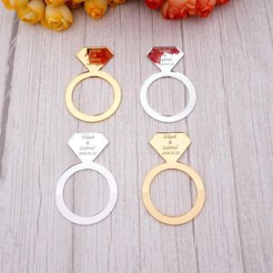 Feestbenodigdheden 6 stks/veel gepersonaliseerde naam Napkin Ring Engagement Tabel Ornament aangepaste plaatskaart Diamanthouder Decor