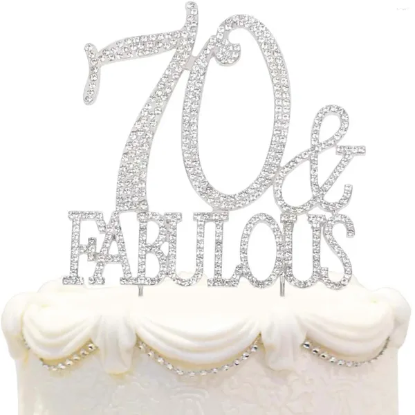 Frais de fête 70 Fabulous Cake Topper ANNEUR ANNES ANNES ANNÉES OU 70e anniversaire de mariage Décoration en strass de cristal