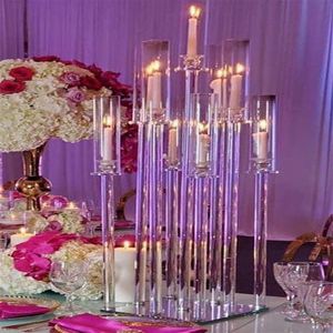 Fournitures de fête 9 têtes de candélabres en acrylique bougeoirs de mariage bougeoirs porte-fleurs candélabre pour la décoration de table centrale