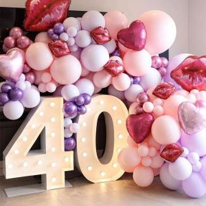 Suministros para fiestas Figura de cumpleaños gigante de 93/73 cm Caja de llenado de globos Decoración de fiesta de cumpleaños Baby Shower Globo de boda Caja de marco con números Clásico