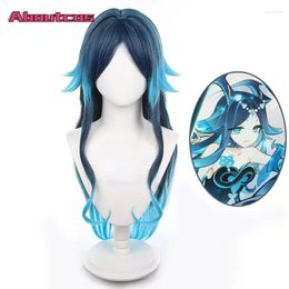 Fournitures de fête sur le jeu Genshin Impact Yakshas Fanan Cosplay Wig Wig Yaksha Blue Long Hair Sea Yasha Gradient Fibre