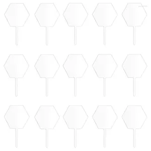 Suministros de fiesta Toppers acrílicos 15 piezas Clear Blank Topper Hexagon DIY CUCHIBA CUPCAKE PERSONALIZADO