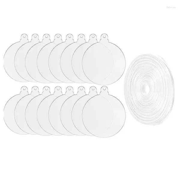 Fournitures de fête Ornements en acrylique DIY ROUND CALL CLEAR Christmas Blank Disc avec des étiquettes transparentes de trou