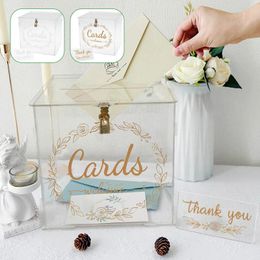 Feestbenodigdheden Acryl Wedding Card Box Clear Decoration Envelope cadeau opslag voor banket verjaardag afstuderendecoraties