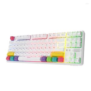 Party Supplies Ajazz K870T Bluetooth Wireless Keyboard 87 Key Black Blue Red Brown Switch RGB Backlit For Laptop White Color