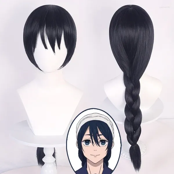 Fournitures de fête Amanai Riko Cosplay Wig Jujutsu Kaisen Black Big Traided Taided Resistant Synthetic Hair Anime Wigs