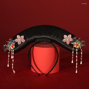 Fournitures de fête Ancienne Dynastie Qing Princesse Impératrice Cheveux Chapeaux Pour Femmes Vintage Qi Tou Bandeau Halloween Cosplay Coiffe Facile À