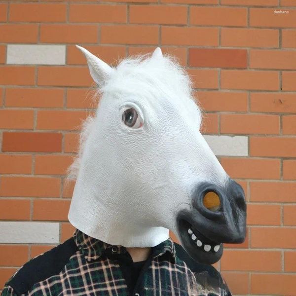 Fournions de fête Animal Mask Novelty Halloween Cosplay Costumes COSEARTE MASCARA DE LATEX Men de cheval brun Masques Girl Funny Head
