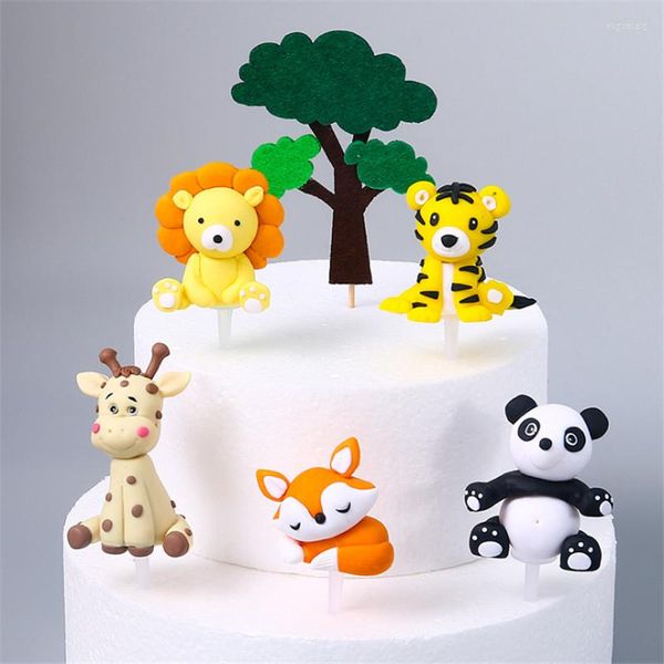 Fournitures de fête animaux girafe tigre décoration singe gâteau Toppers pour la journée des enfants bébé douche joyeux anniversaire beaux cadeaux