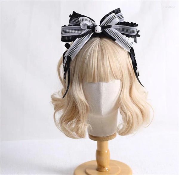 Fournitures de fête Anime noir blanc chien Cosplay arc épingle à cheveux Lolita cheveux pince latérale Kawaii accessoire B2341