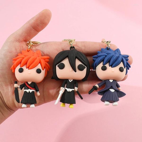 Party Supplies Anime Bleach Keychain Cosplay Kurosaki Ichigo Silicone Pendant Carring Car Backpack Holder Accessoires pour les fans Qualité