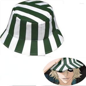 Suministros para fiestas Anime Bleach Urahara Kisuke Cosplay sombrero cúpula verde y blanco rayas verano fresco sandía