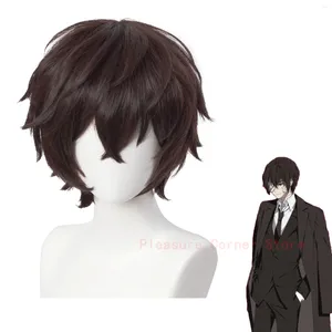 Feestartikelen Anime Bungo Zwerfhonden Cosplay Dazai Osamu Pruik Hittebestendige Synthetische Korte Bruin Zwart Halloween Pruiken