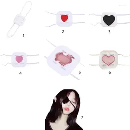 Suministros de fiesta Anime Cosplay Eye Mask Lolita-Girls Cute Corazón de ojos Bordado Single venda de dibujos animados de dibujos animados