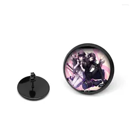 Feestartikelen Anime Danganronpa Cartoon Oor Ronde Vrouwen Mannen Zwarte Studs Vormige Vlinder Sluiting Stud Oorbel Meisjes 2 St