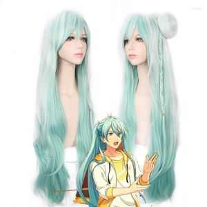 Party Supplies Anime Ensemble Stars Hibiki Wataru Cosplay Wig Long Green White gradiënt Ombre gevlochten haar