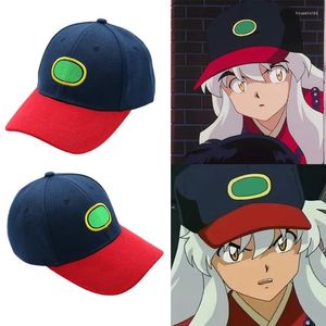 Suministros de fiesta Anime Inuyasha Cosplay sombrero bordado sol azul con gorra roja pico verano adulto tamaño ajustable