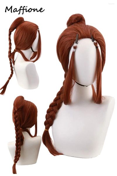 Fournitures de fête Anime Katara Cosplay femmes perruques accessoires de costumes dessin animé Avatar dernier maître de l'air couvre-chef tenues Halloween Costume accessoires