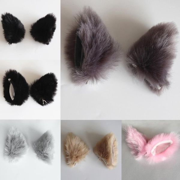 Fournitures de fête Anime Lolita fausse fourrure oreilles de chaton pinces à cheveux moelleux en peluche Cosplay Animal épingle à cheveux