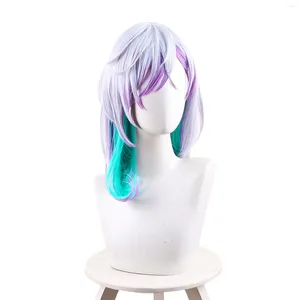Party Supplies Anime Paradox Live pour Nayuta Cosplay Wig 50-60 cm Blanc Purple Green Heat résistant